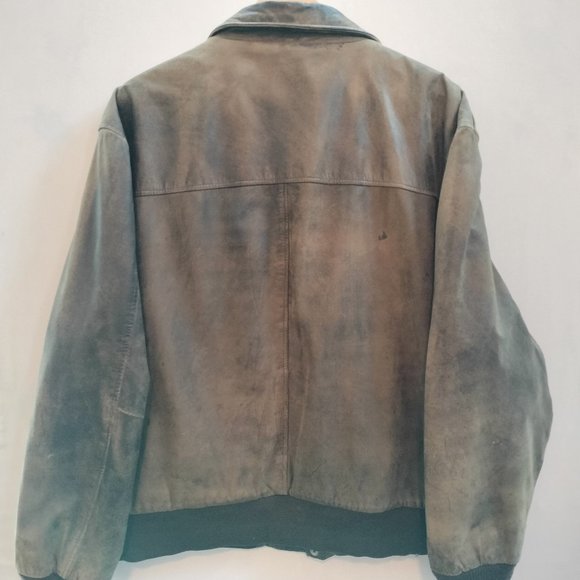 VTG Hunt Club Brown Leather Bomber Jacket Mens Size Big 48R Retro 80s Aviator - Picture 10 of 16